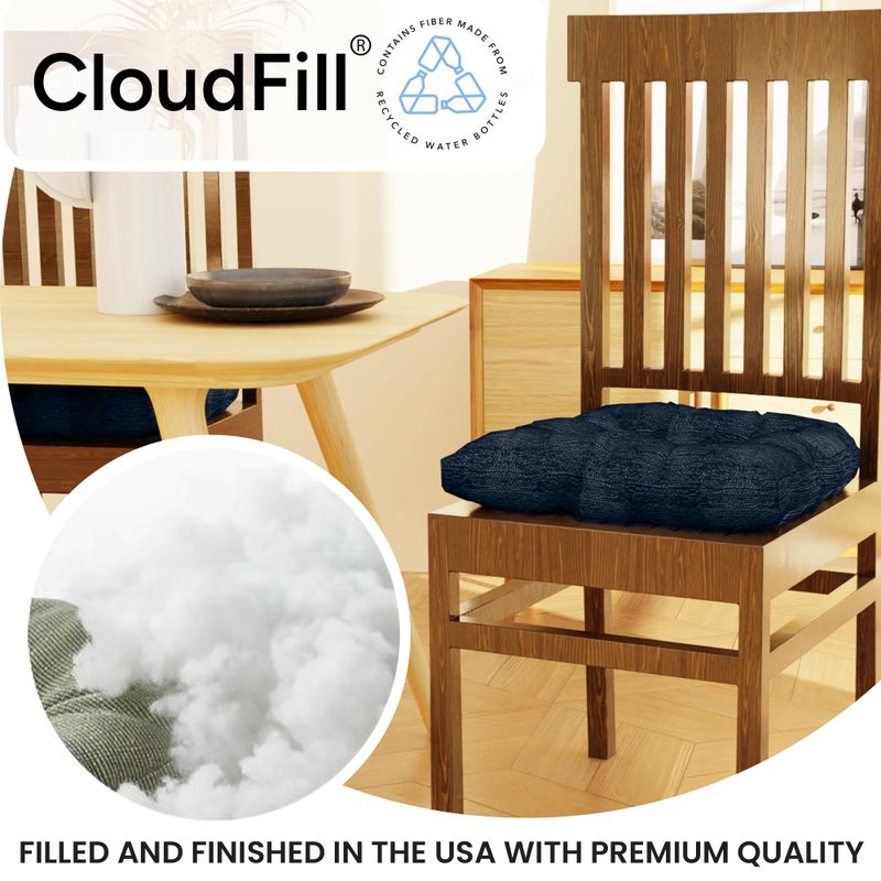 Klear Vu Gripper Overstuffed Universal Non-Slip Dining Chair Cushions for Kitchen Decor or Office Use, U-Shaped Skid-Proof Seat Pad, 17x17 Inches, 2 Count (Pack of 1), Solid Indigo - Image 4